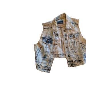 Z Brand Y2K Vintage Woman's Denim Button Up Distressed Vest Sz Small
